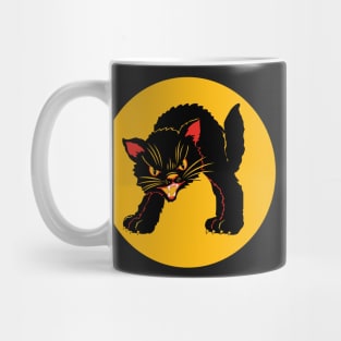 Vintage Retro Fraidy Black Cat Mug